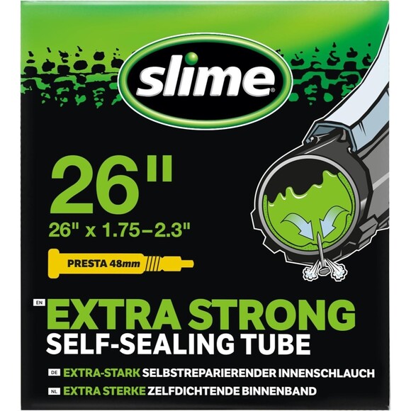 Slime 26 Inch Extra Strong Self Sealing Tubes Presta Valve 26"X 1.75-2.125 - Picture 1 of 16